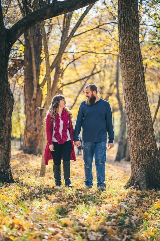 Couple at the Castlewood State Park bluff overlooking the Meramec River